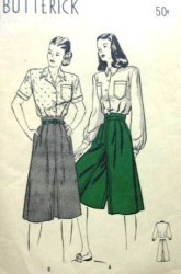 4041 BUTTERICK 1940s CULOTTE DIVIDED SKIRT, BLOUSE PATTERN  18 36''B